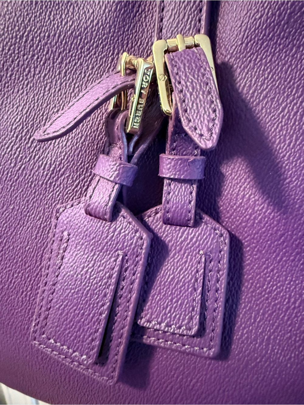Tory Burch Violet Leather Tote with Gold Hardware - Picture 11 of 13